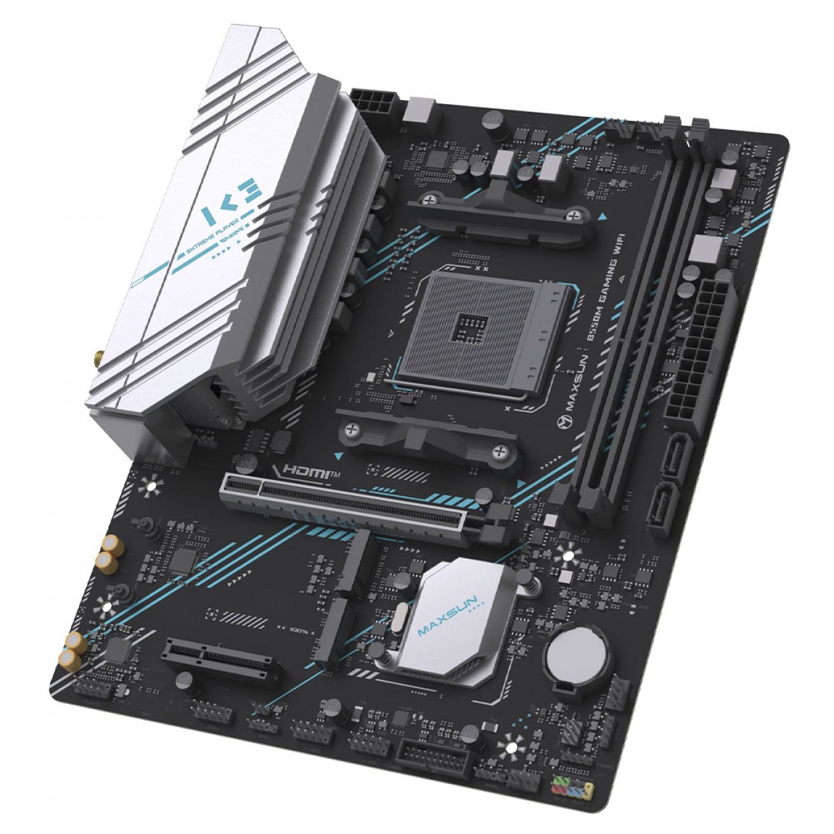 Placa Mãe MAXSUN MS-B550M Gaming WIFI, Chipset B550, AMD AM4, mATX, DDR4