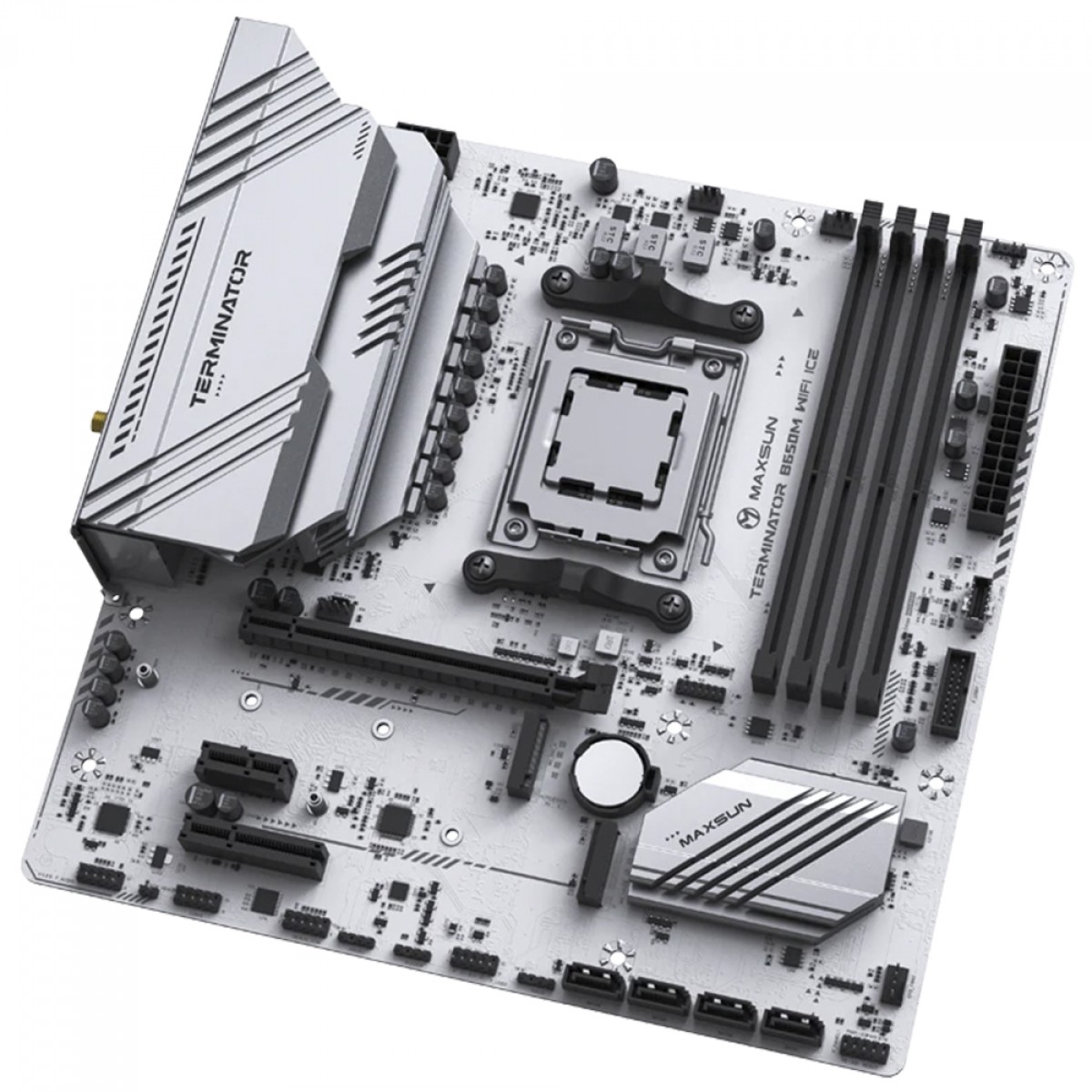 Placa Mãe Maxsun Terminator B650M WiFi ICE, Chipset B650, AMD AM5, mATX, DDR5
