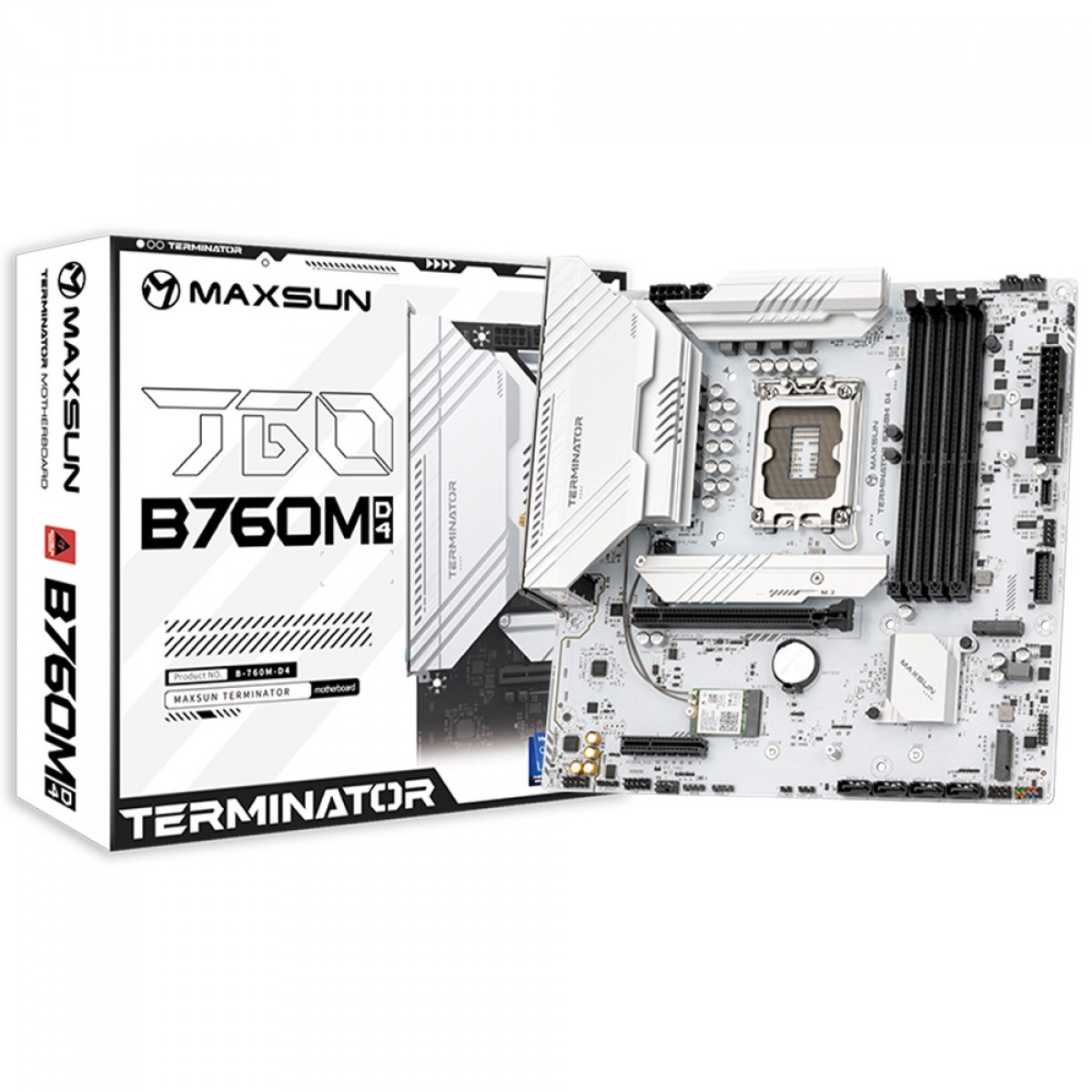 Placa Mãe Maxsun Terminator B760M D4 ICE, Chipset B760, Intel LGA 1700, mATX, DDR4