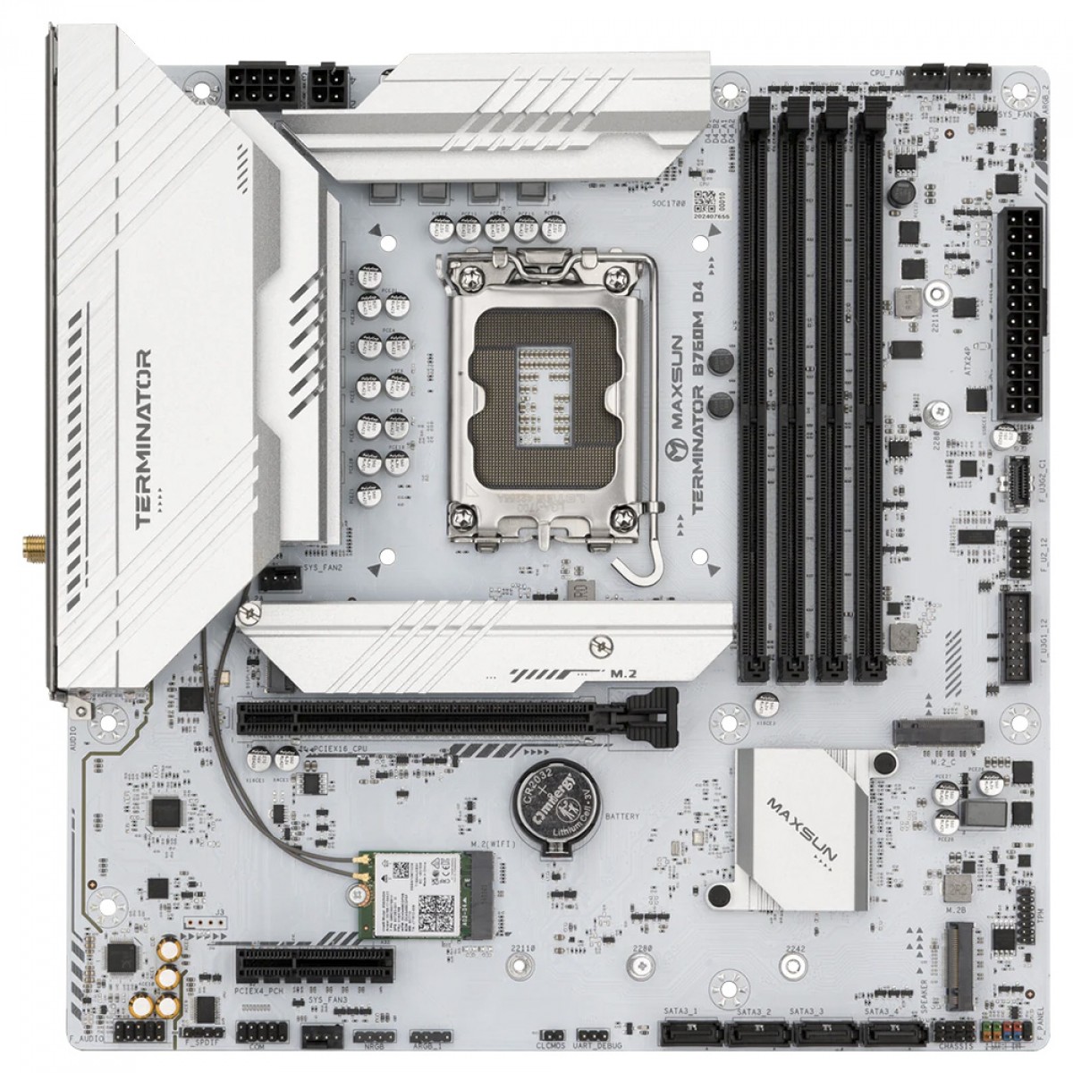 Placa Mãe Maxsun Terminator B760M D4 ICE, Chipset B760, Intel LGA 1700, mATX, DDR4