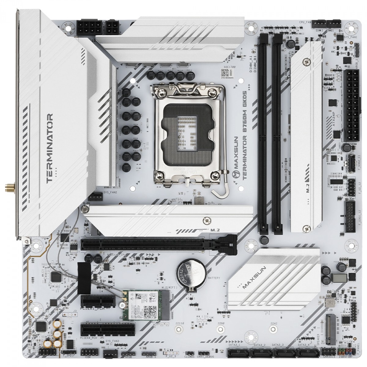 Placa Mãe MAXSUN Terminator B760M GKD5 Ice, Chipset B760, Intel LGA 1700, mATX, DDR5