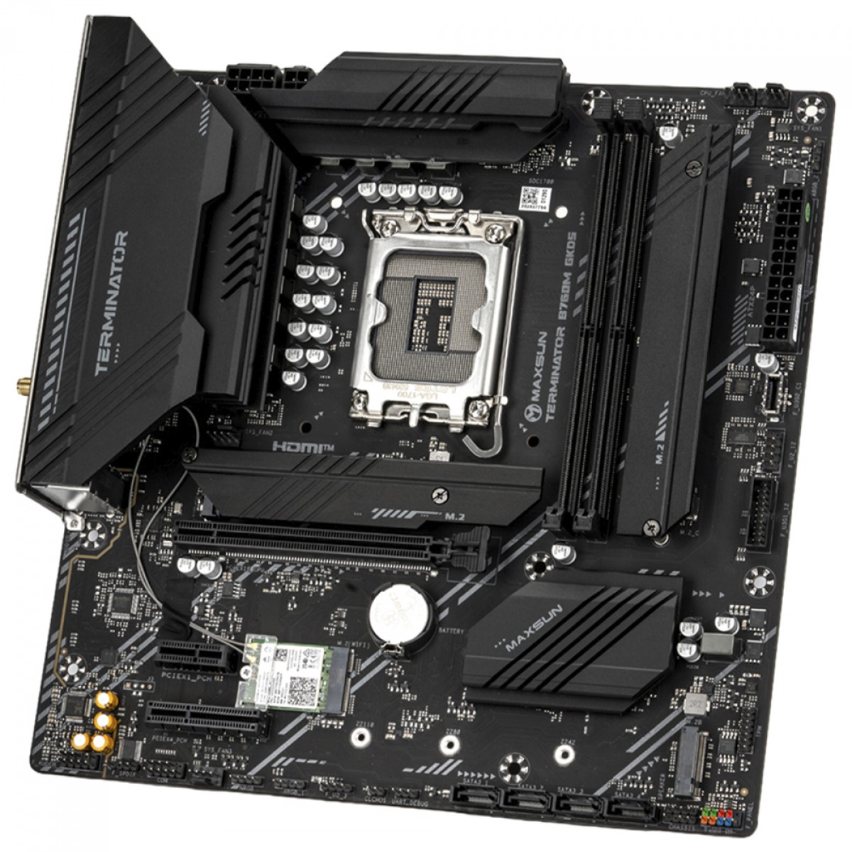 Placa Mãe Maxsun Terminator B760M GKD5 WIFI, Chipset B760, Intel LGA 1700, mATX, DDR5