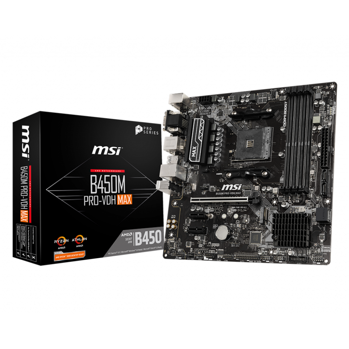 Placa Mãe MSI B450M PRO-VDH MAX, Chipset B450, AMD AM4, mATX, DDR4, B450M PRO-VDH MAX