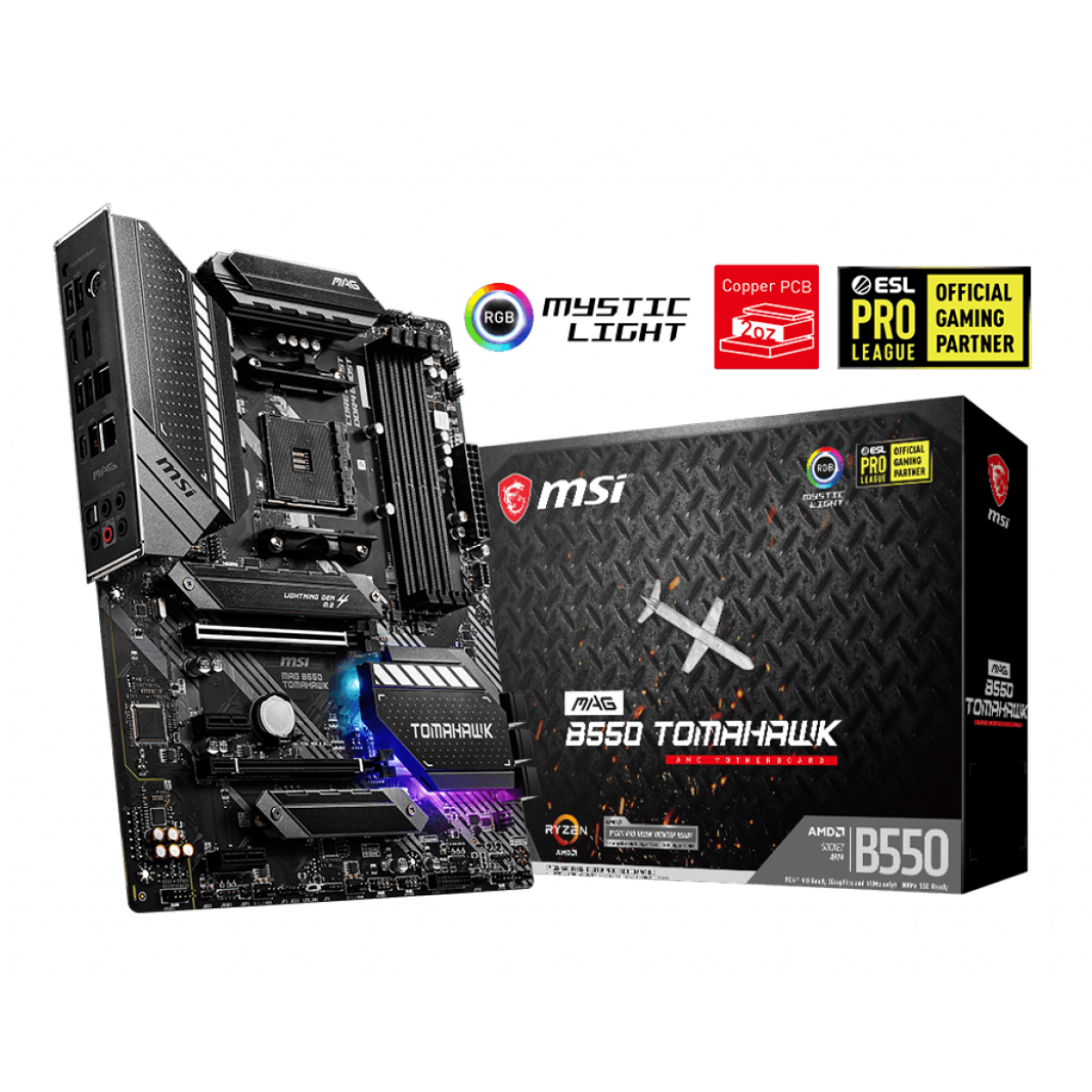 Placa Mãe MSI MAG B550 Tomahawk, Chipset B550, AMD AM4, ATX, DDR4