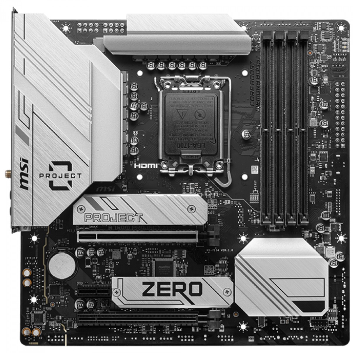 Placa Mãe MSI B760M Project Zero, Chipset B760, WIFI, Intel LGA 1700, MATX, DDR5
