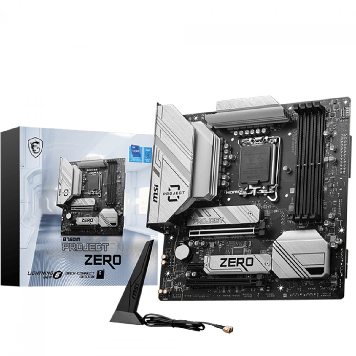 Placa Mãe MSI B760M Project Zero, Chipset B760, WIFI, Intel LGA 1700, MATX, DDR5