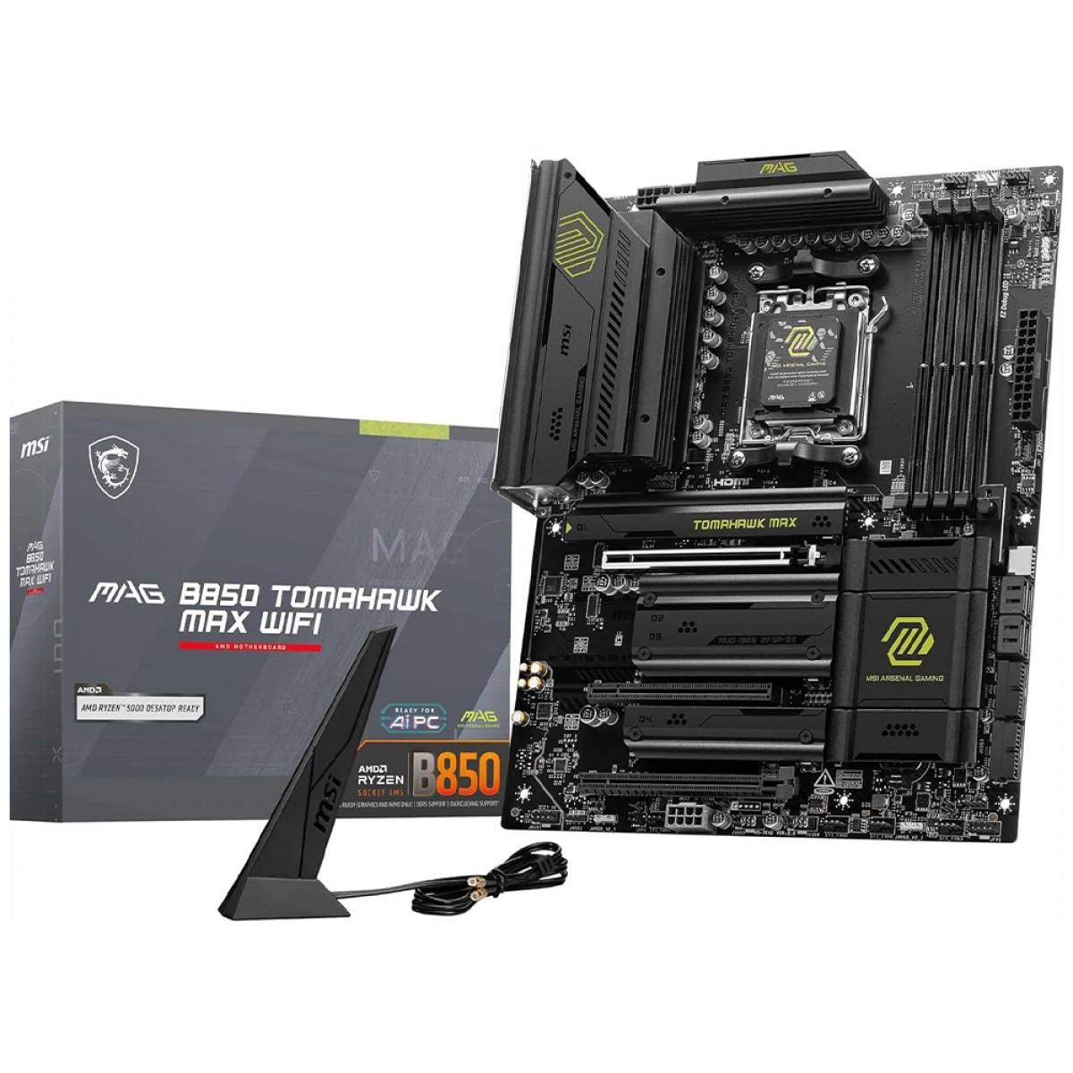 Placa Mãe MSI MAG B850 TOMAHAWK MAX WIFI, Chipset B850, AMD AM5, ATX, DDR5