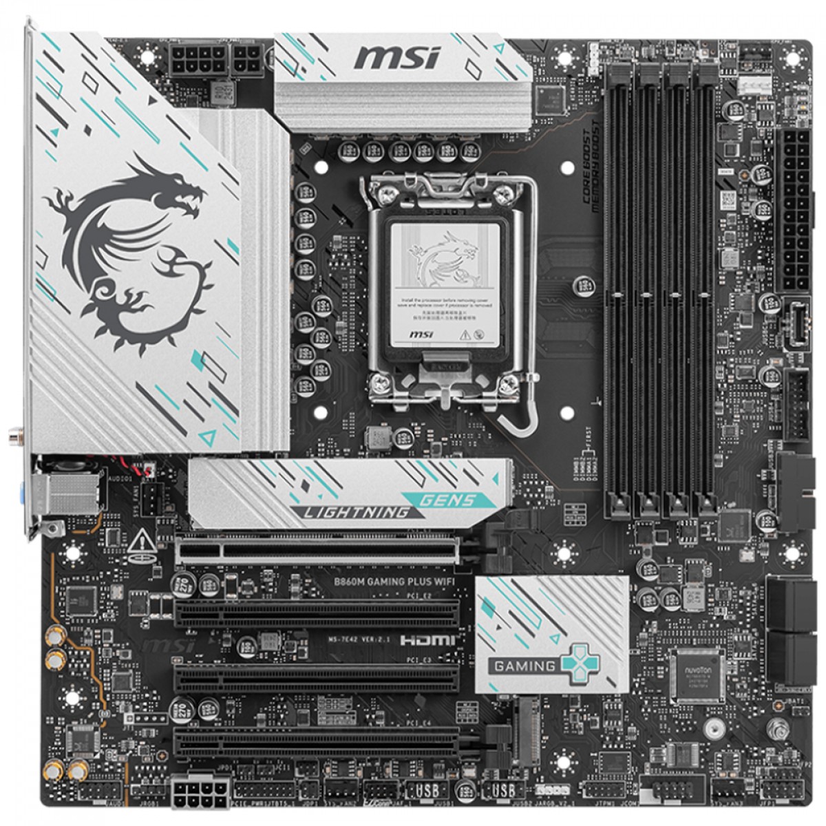 Placa Mãe MSI B860M Gaming Plus WIFI, Chipset B860, Intel LGA 1851, mATX, DDR5