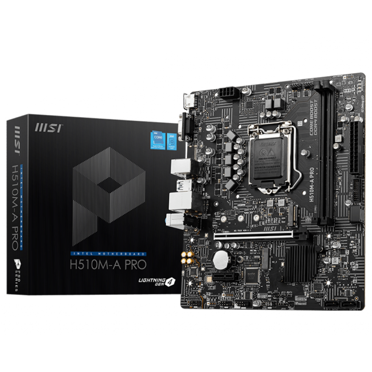 Placa Mãe MSI H510M-A PRO, Chipset H510, intel LGA 1200 M-ATX, DDR4, 911-7D22-050