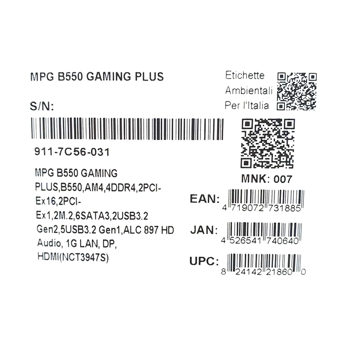 Placa Mãe MSI MPG B550 Gaming Plus, Chipset B550, AMD AM4, ATX, DDR4, 911-7C56-049