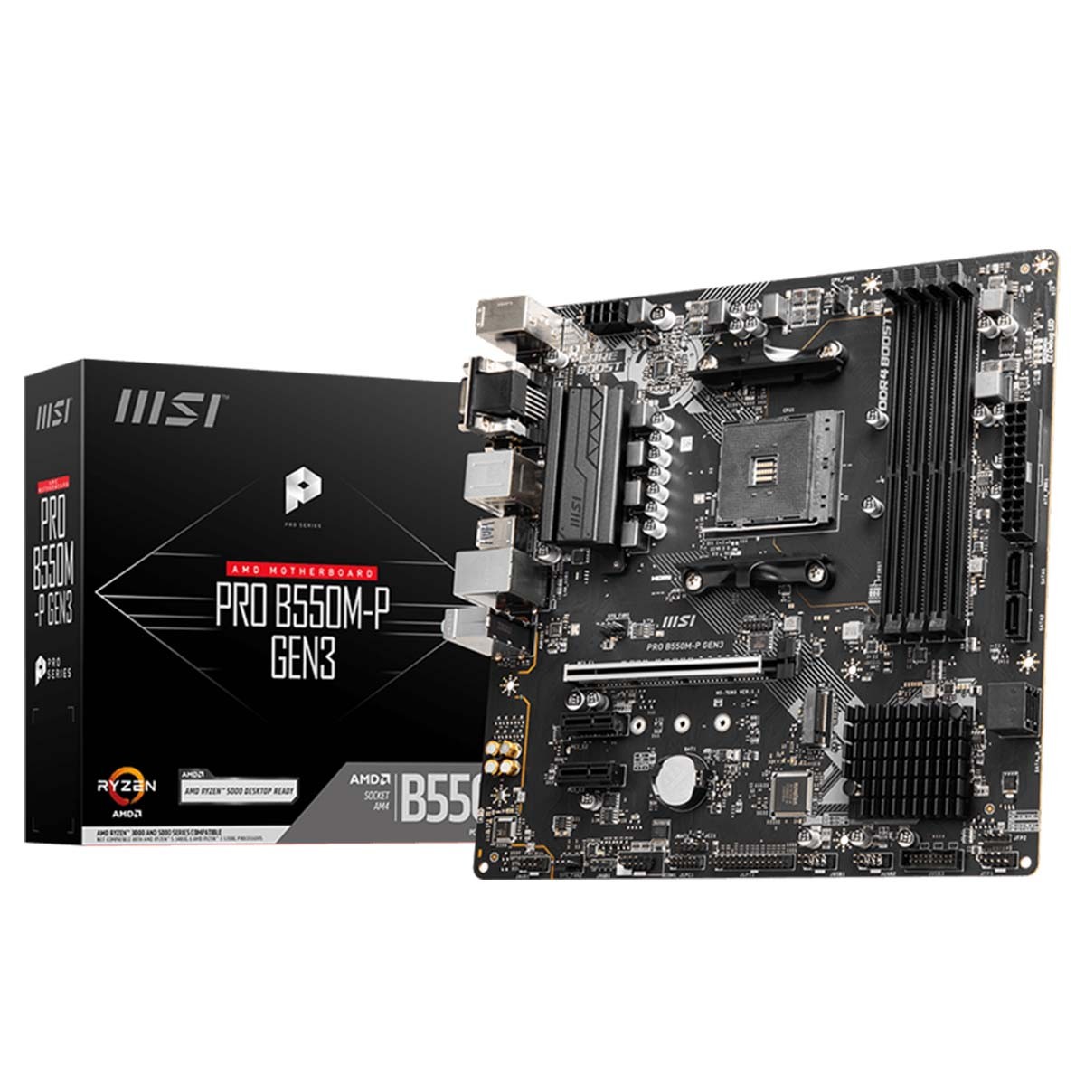 Placa Mãe MSI PRO B550M-P GEN3, Chipset B550, AMD AM4, mATX, DDR4
