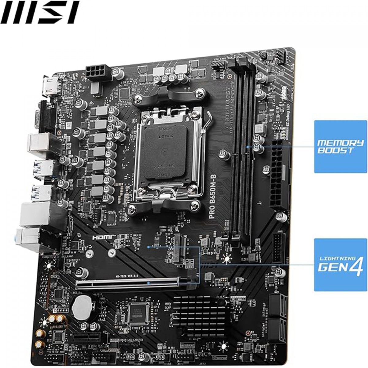 Placa Mãe MSI PRO B650M-B, Chipset B650, AMD AM5, mATX, DDR5, 911-7E28-016