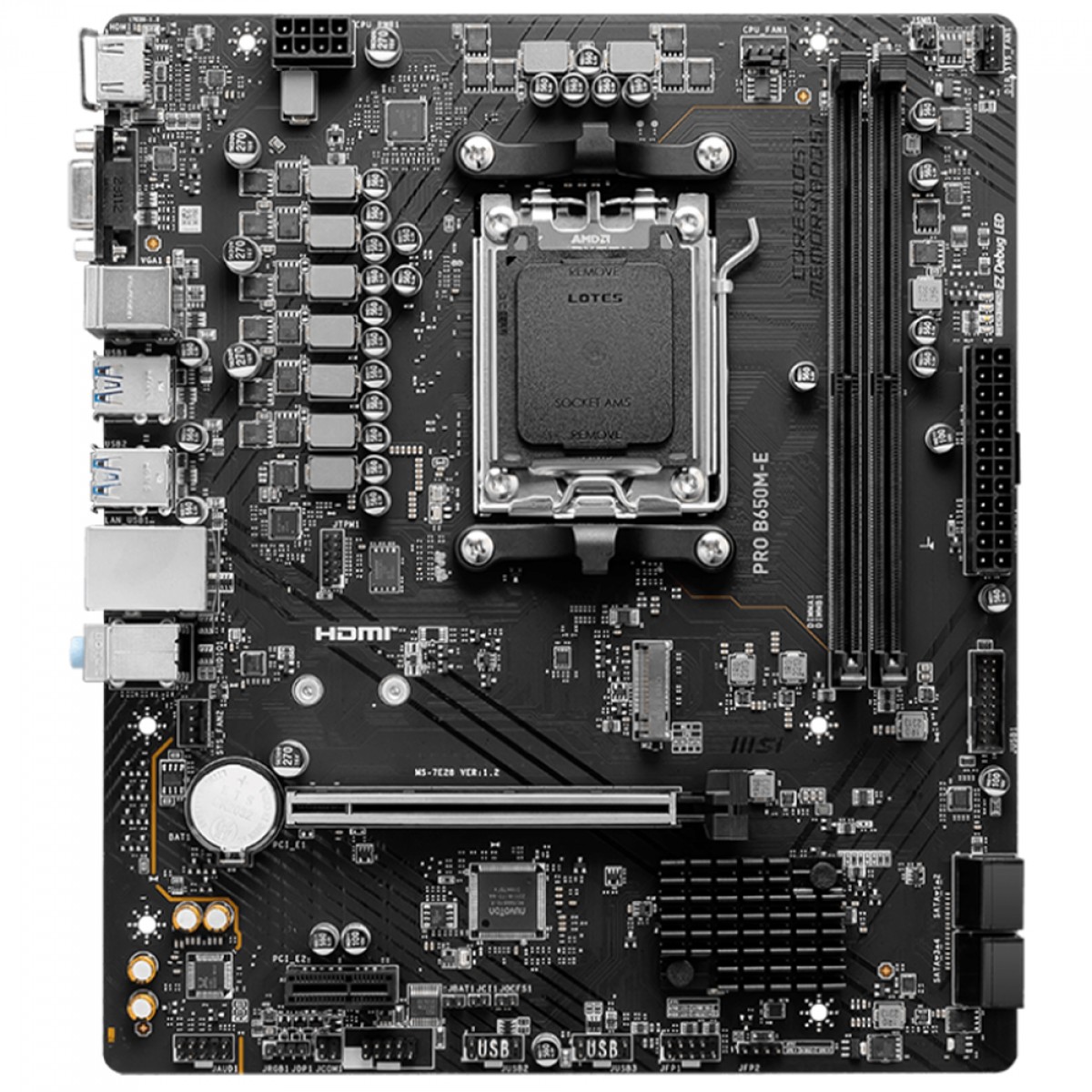 Placa Mãe MSI PRO B650M-E, Chipset B650, AMD AM5, M-ATX, DDR5