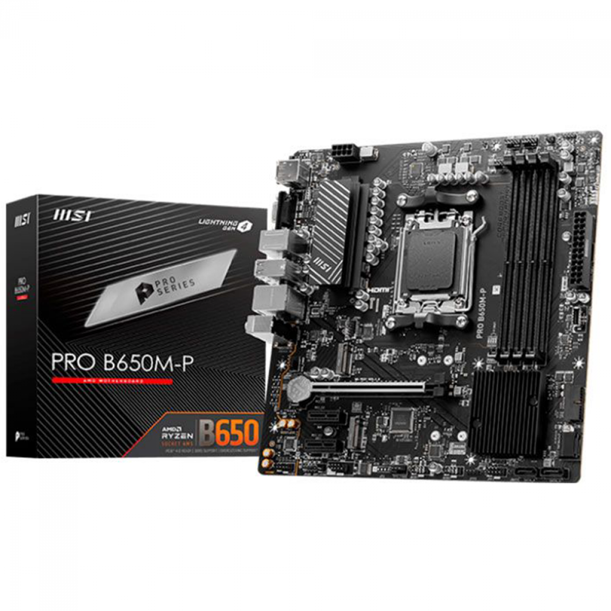 Placa Mãe MSI PRO B650M-P, Chipset B650, AMD AM5, M-ATX, DDR5, 911-7E28-001