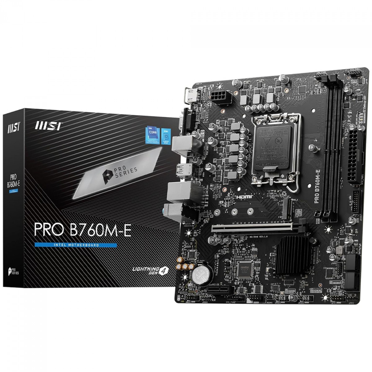 Placa Mãe MSI PRO B760M-E, Chipset B760, Intel LGA 1700, mATX, DDR5