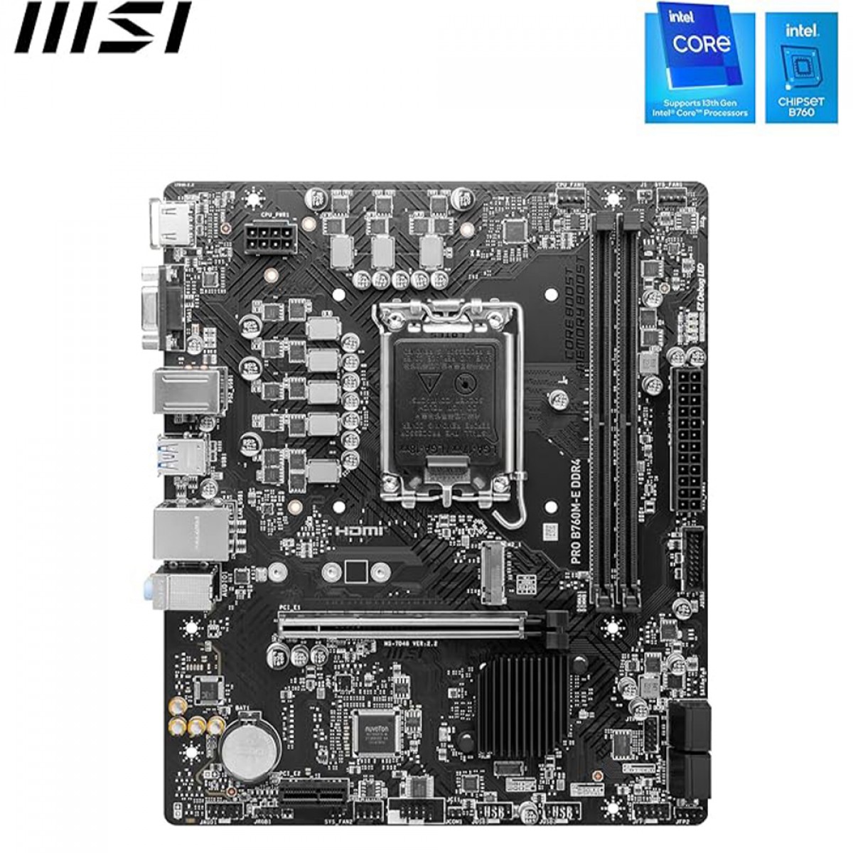 Placa Mãe MSI PRO B760M-E DDR4, Chipset B760, Intel LGA 1700, MATX, DDR4