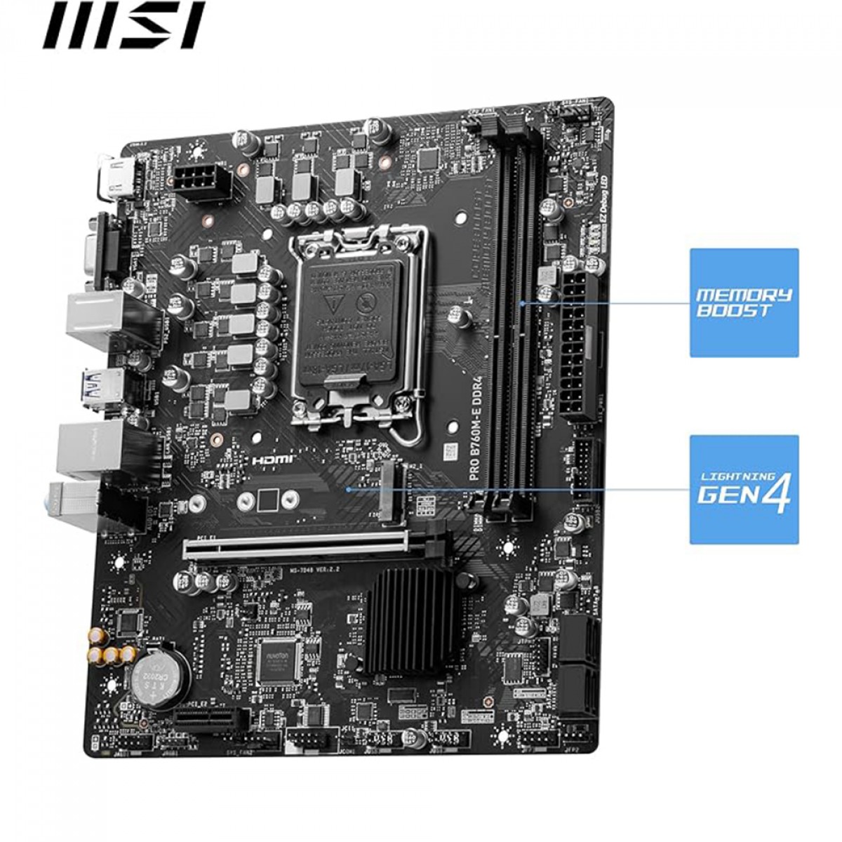 Placa Mãe MSI PRO B760M-E DDR4, Chipset B760, Intel LGA 1700, MATX, DDR4