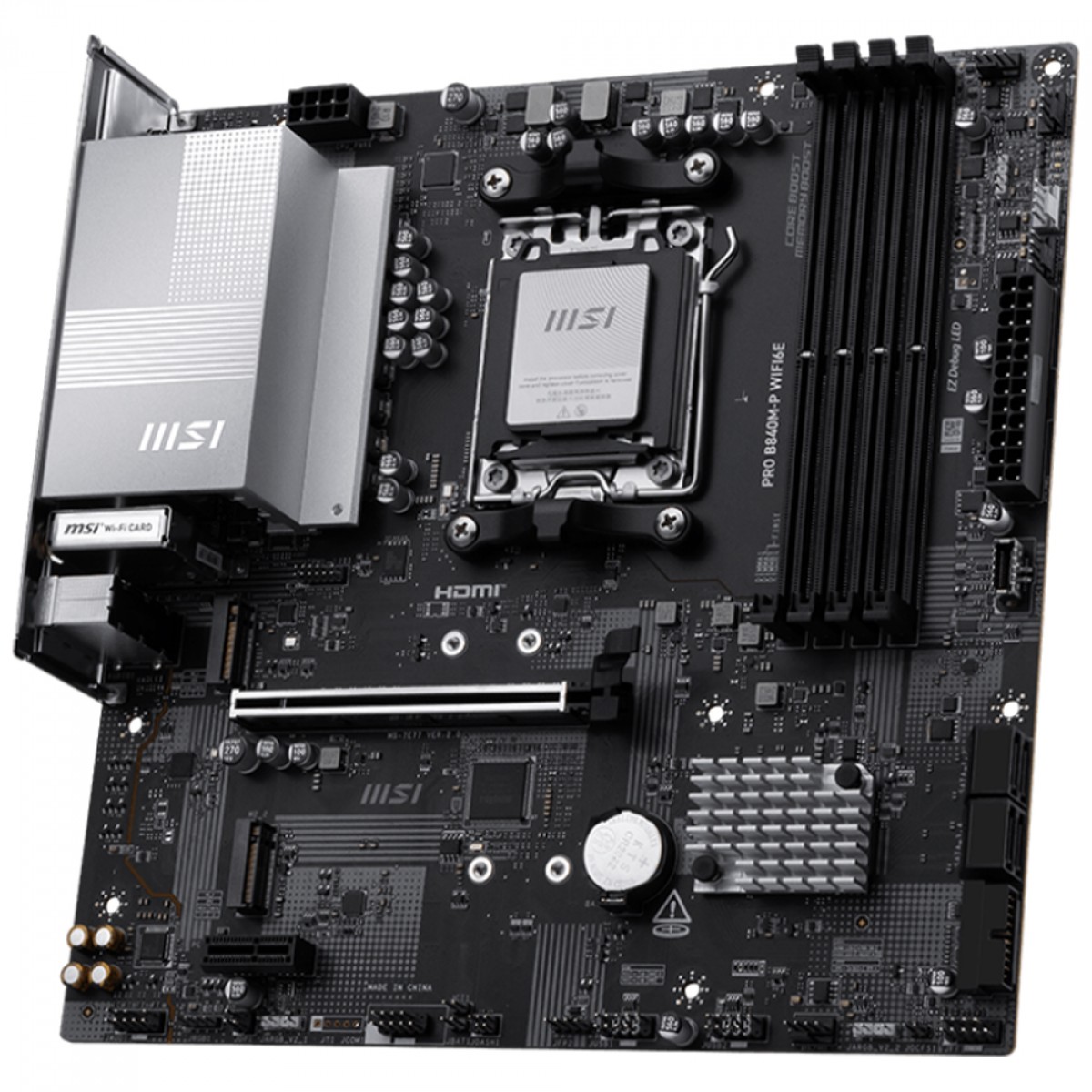 Placa Mãe MSI PRO B840M-P WiFi6E, Chipset B840, AMD AM5, mATX, DDR5