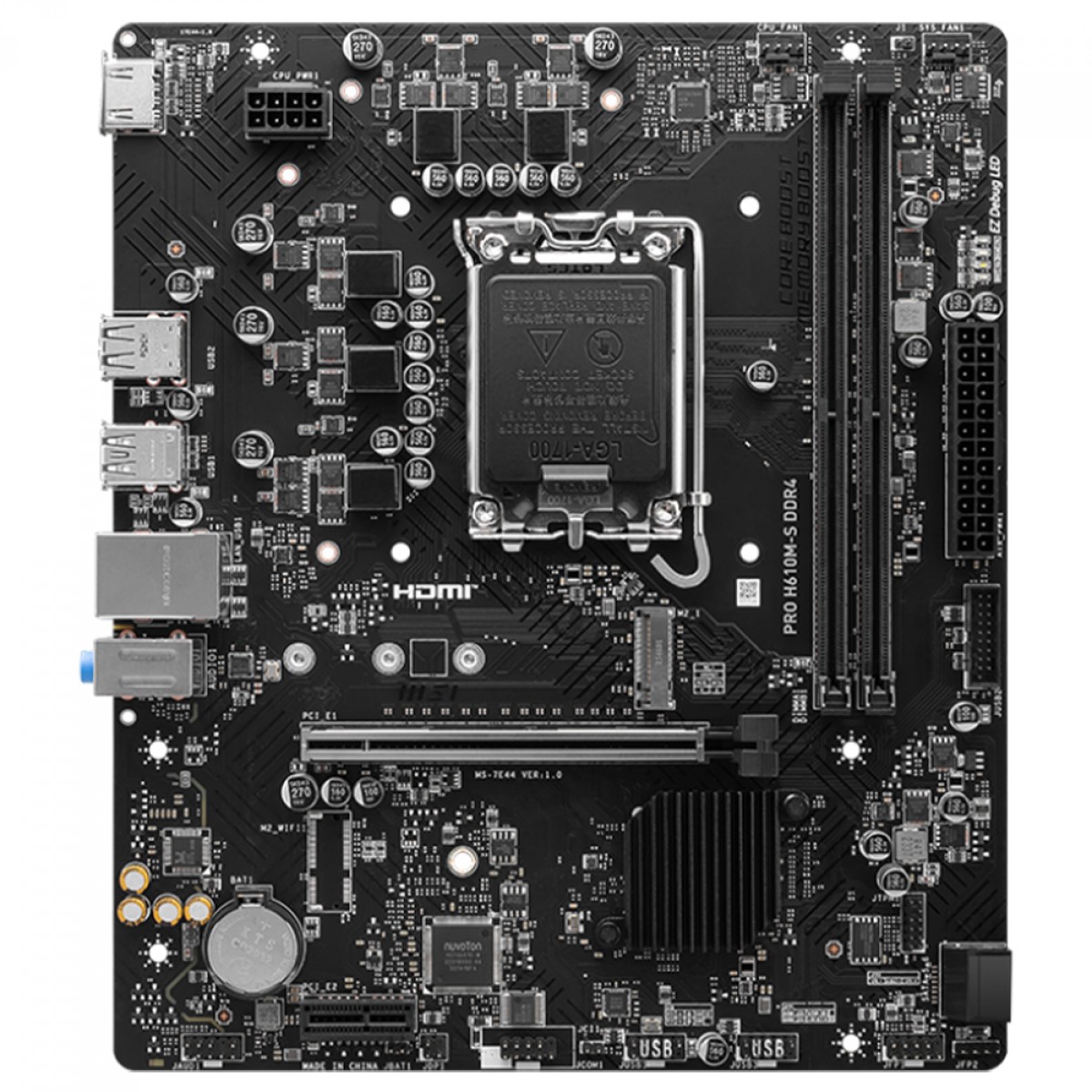Placa Mãe MSI PRO H610M-S, Chipset H610, Intel LGA 1700, MATX, DDR4