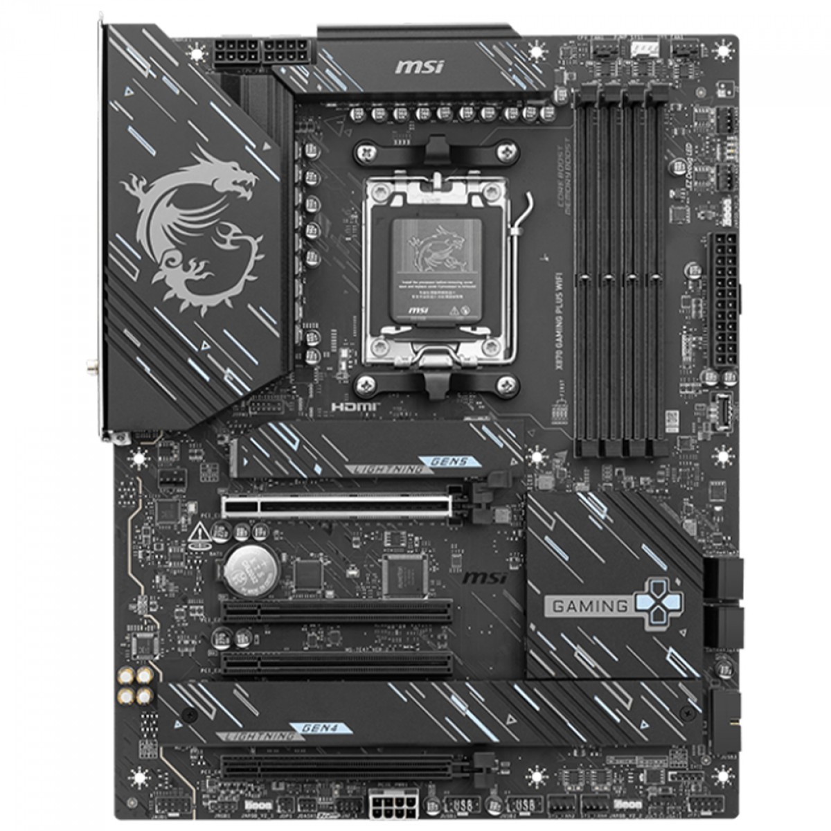 Placa Mãe MSI X870 Gaming PLUS WIFI, Chipset X870, AMD AM5, ATX, DDR5