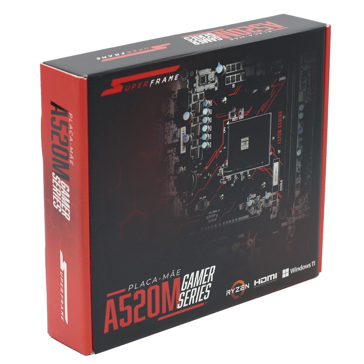 Placa Mãe SuperFrame A520M Gaming, Chipset A520, AMD, AM4, mATX, DDR4, SF-A520-GS