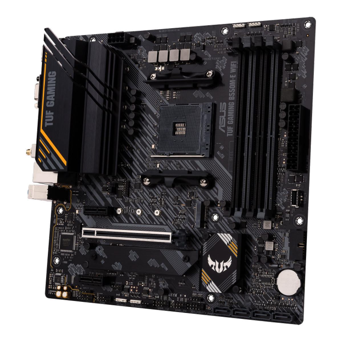 Placa Mãe ASUS TUF GAMING B550M-E WIFI, Chipset B550, AM4, Aura, mATX, DDR4, 90MB17T0-M0EAY0