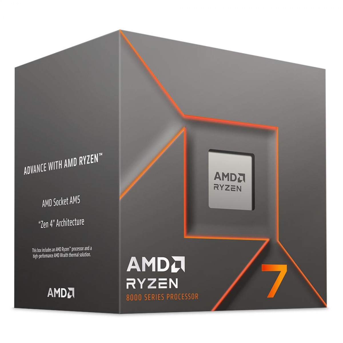 Processador AMD Ryzen 7 8700F, 4.1GHz (5.0GHz Turbo), 8-Cores 16-Threads, AM5, Com Cooler AMD Wraith Stealth, 100-100001590BOX