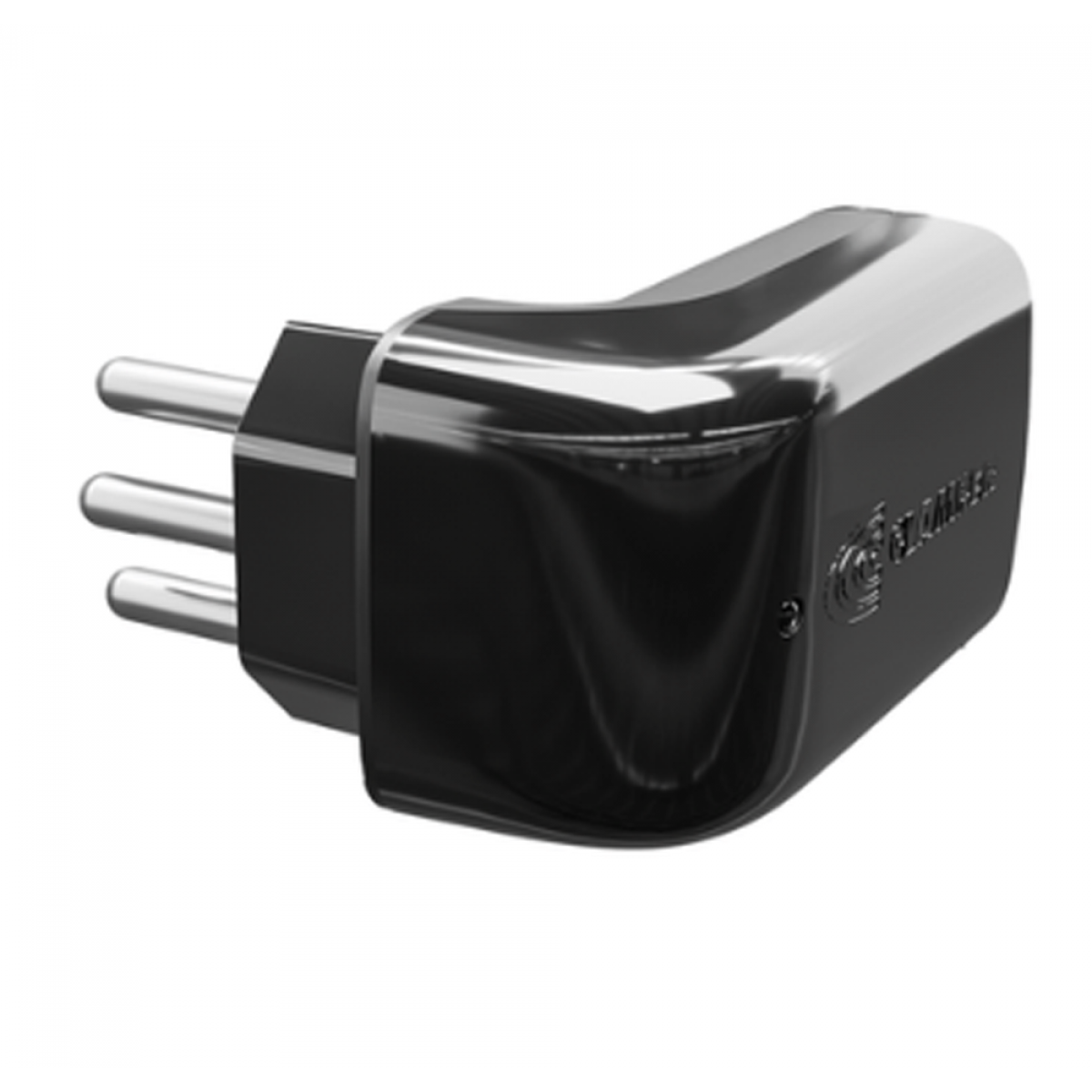 Protetor CLAMPER Pocket Fit, 3 Pinos, 10 Amperes, Bivolt, Formato Fit 90º, Preto