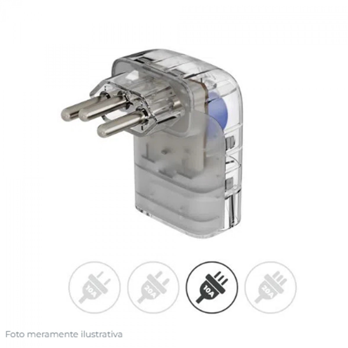 Protetor CLAMPER Pocket Fit 3P, 10 Amperes, Bivolt, Formato Fit 90º, Transparente