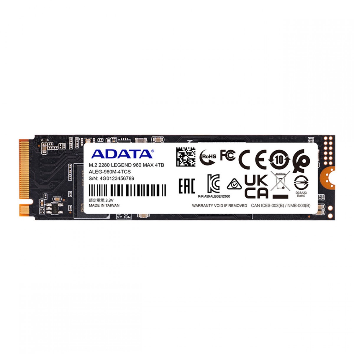 SSD Adata Legend 960 MAX 4TB, M.2 2280 NVMe 1.4, Leitura 7400MBs e Gravação 6800MBs, ALEG-960M-4TCS