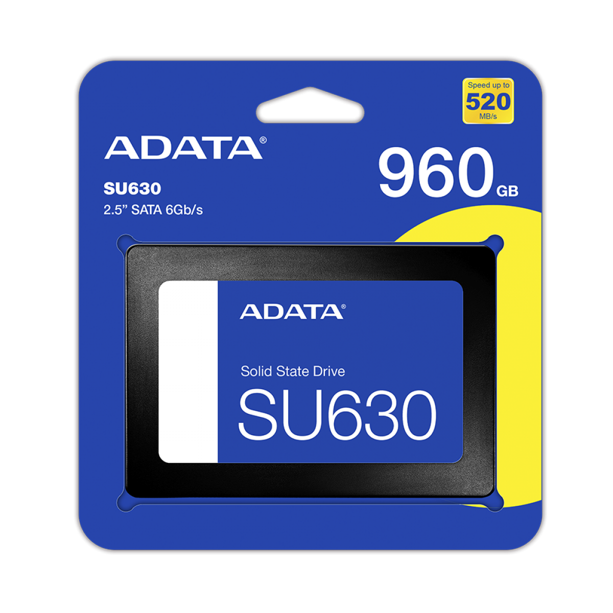 SSD Adata SU630, 960GB, Sata III, Leitura 520MBs e Gravação 450MBs, ASU630SS-960GQ-R