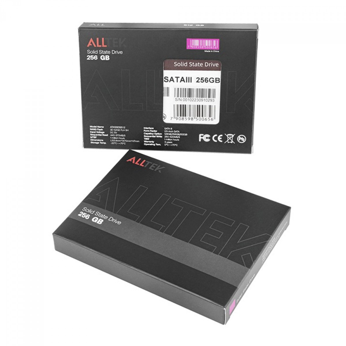 SSD Alltek, 256GB, Sata III, Leitura 530MBs E Gravação 500MBs, ATKSSDS256