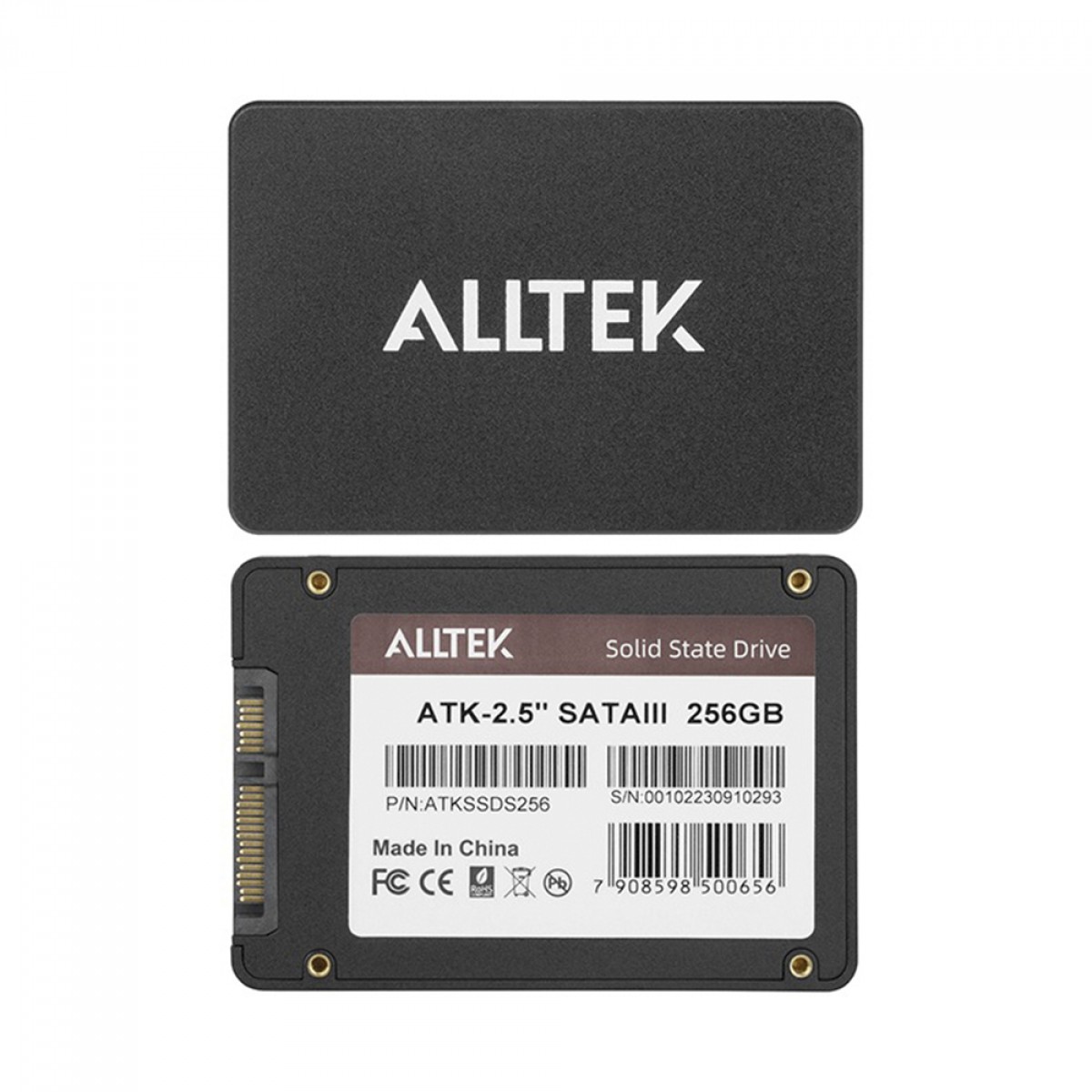 SSD Alltek, 256GB, Sata III, Leitura 530MBs E Gravação 500MBs, ATKSSDS256