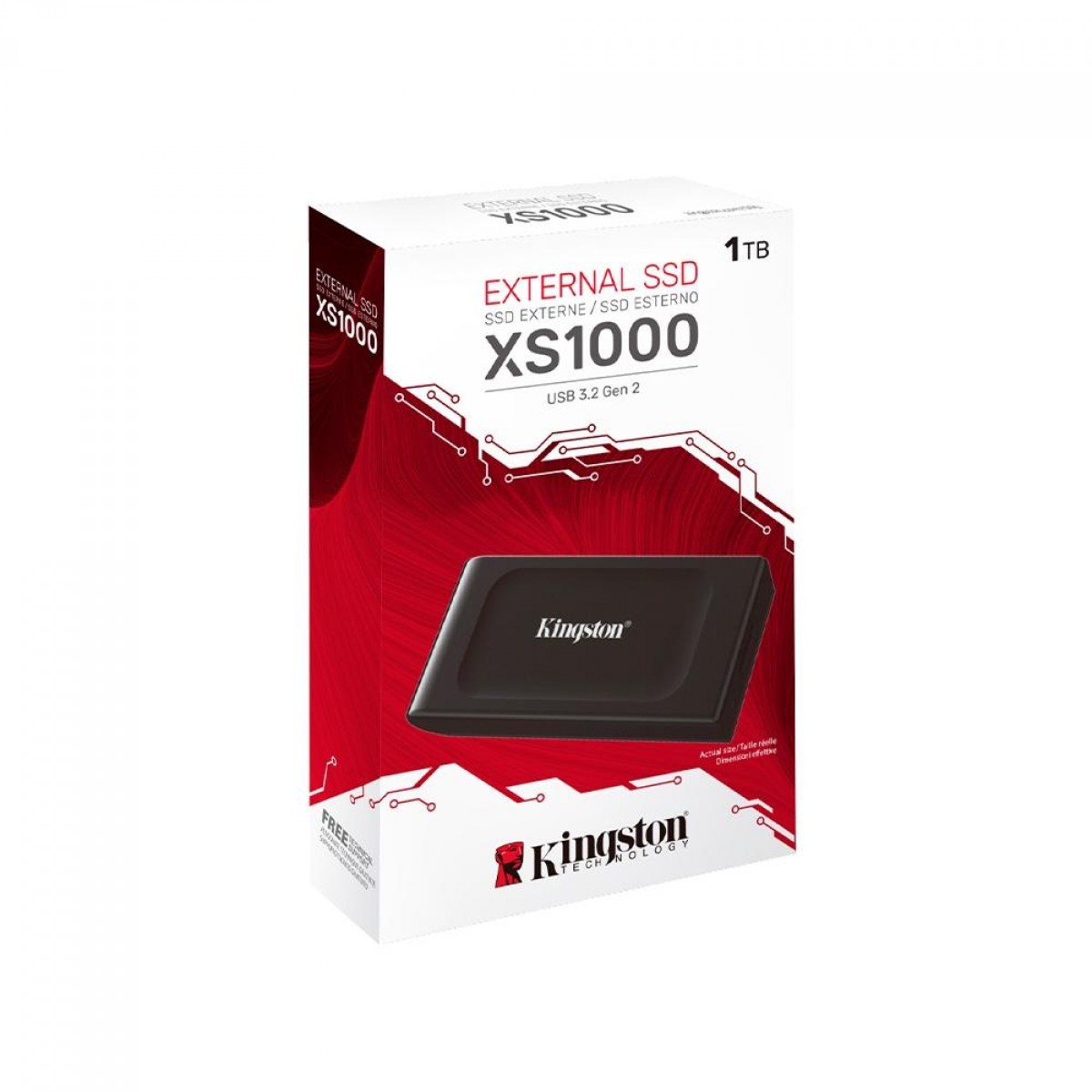 SSD Externo Portátil Kingston XS1000 1TB, USB 3.2, Leitura 1050MB/S, SXS1000/1000G