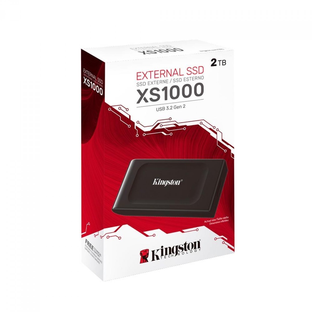 SSD Externo Portátil Kingston XS1000 2TB, USB 3.2, Leitura 1050MB/S, SXS1000/2000G