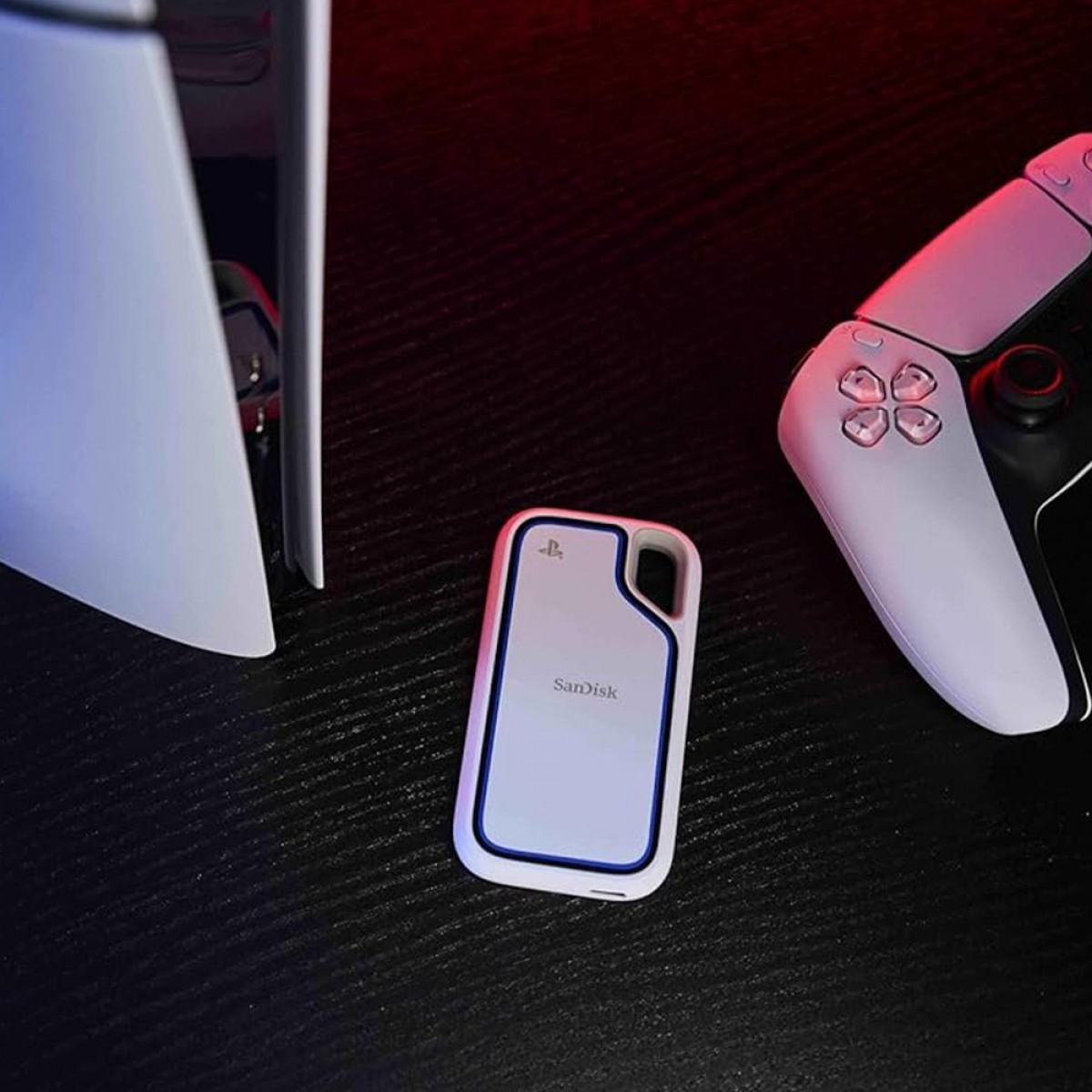 SSD Externo Portátil Sandisk Extreme Para PlayStation 5 e PC, 1TB, USB 3.2, Leitura 1000MB/s, Branco, SDSSDE62P-1T00-G25