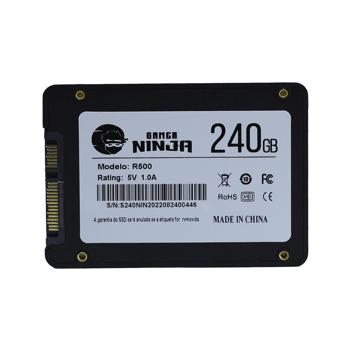 SSD Gamer Ninja Shuriken 240GB, Sata III, Leitura 500MBs E Gravação 400MBs, GN-SSD-SH/240GB