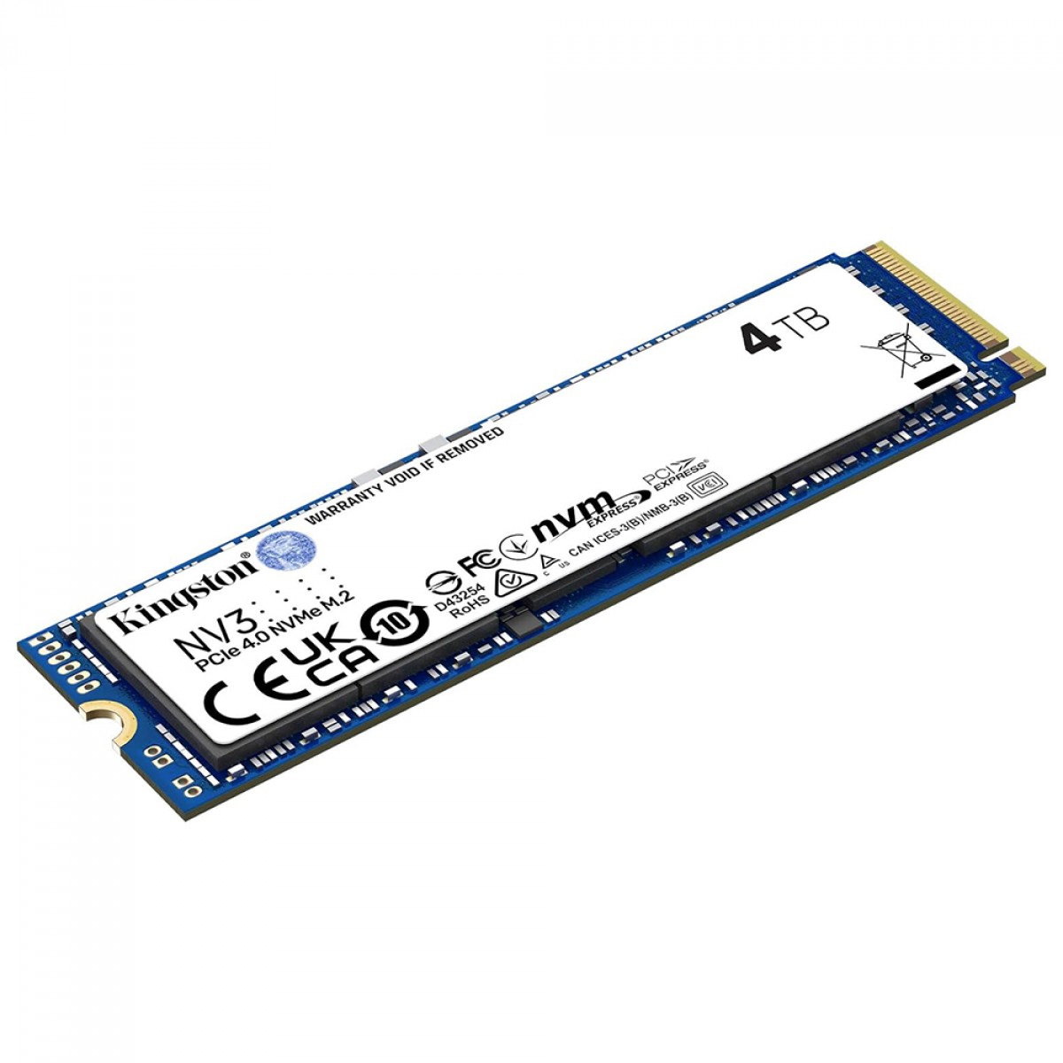 SSD Kingston NV3, 4TB, M.2 NVMe, 2280, PCIe 4.0, Leitura 6000MBs e Gravação 5000MBs, SNV3S/4000G