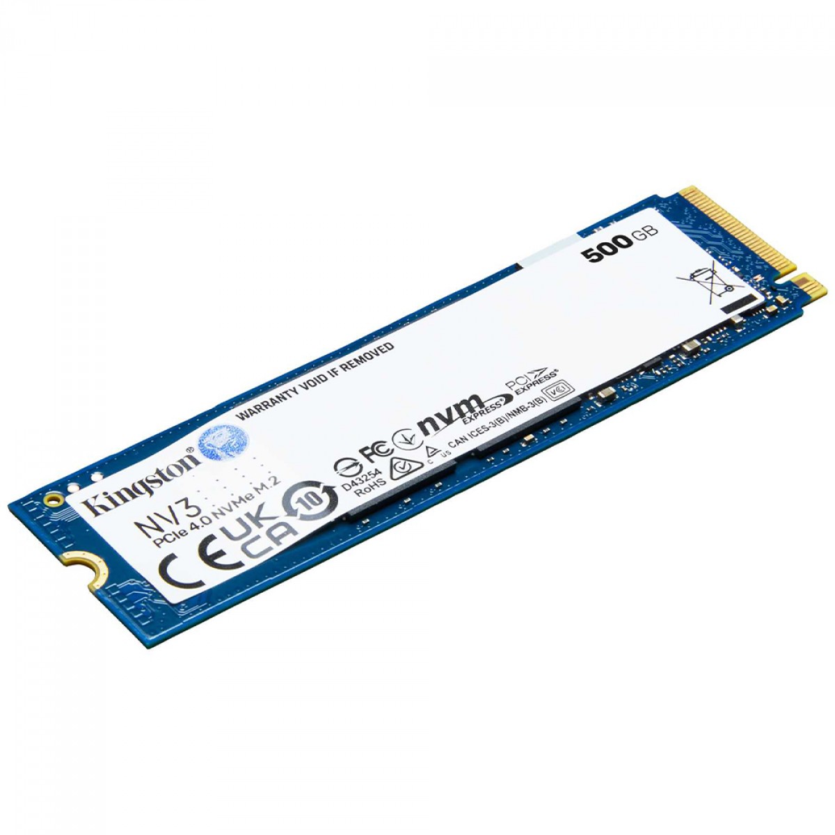 SSD Kingston NV3, 500GB, M.2 NVMe, 2280, PCIe 4.0, Leitura 5000MBs e Gravação 3000MBs, SNV3S/500G