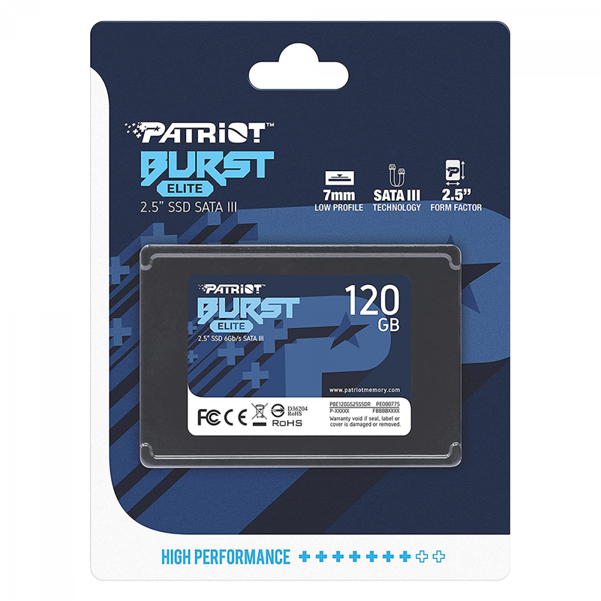 SSD Patriot Burst Elite, 120GB, Sata III, Leitura 450MB/s e Gravação 320MB/s, PE000775-PBE120GS25SSDR