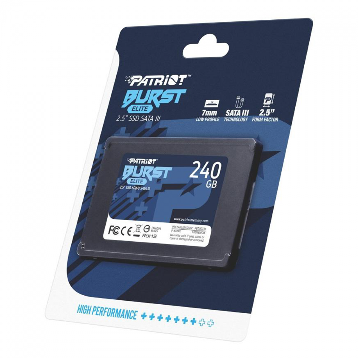 SSD Patriot Burst Elite, 240GB, Sata III, Leitura 450MB/s e Gravação 320MB/s, PE000776-PBE240GS25SSDR