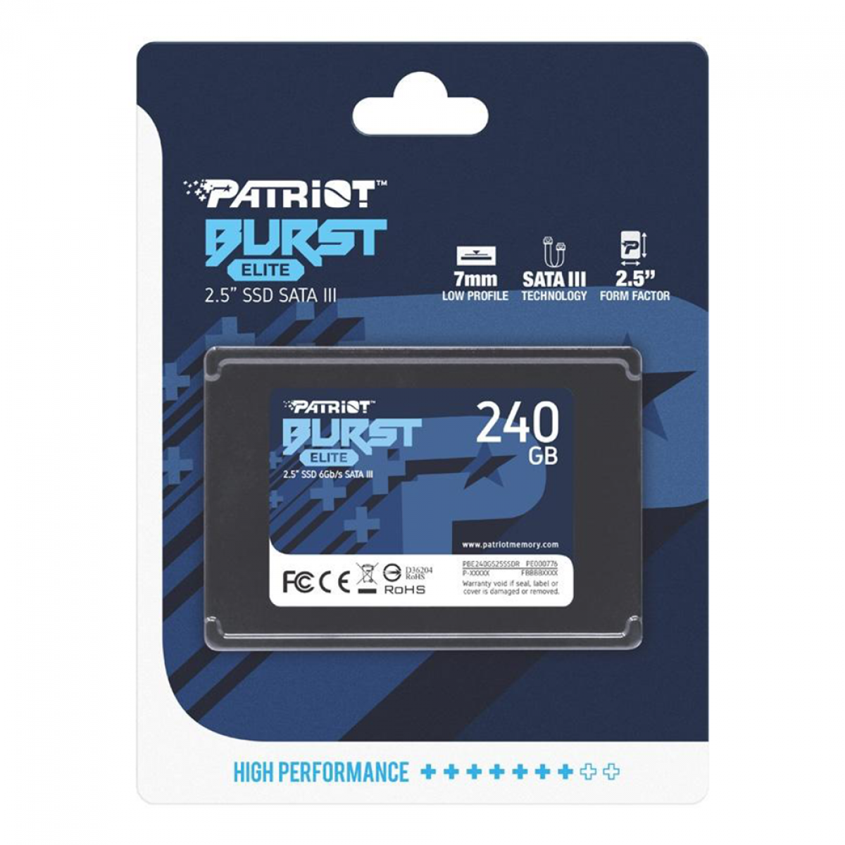 SSD Patriot Burst Elite, 240GB, Sata III, Leitura 450MB/s e Gravação 320MB/s, PE000776-PBE240GS25SSDR