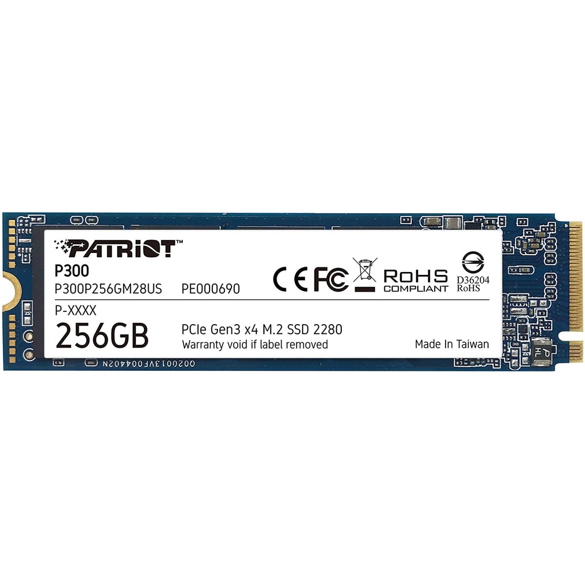SSD Patriot P300, 256GB, M.2 NVME, Leitura 1700MBs e Gravação 1100MBs, P300P256GM28