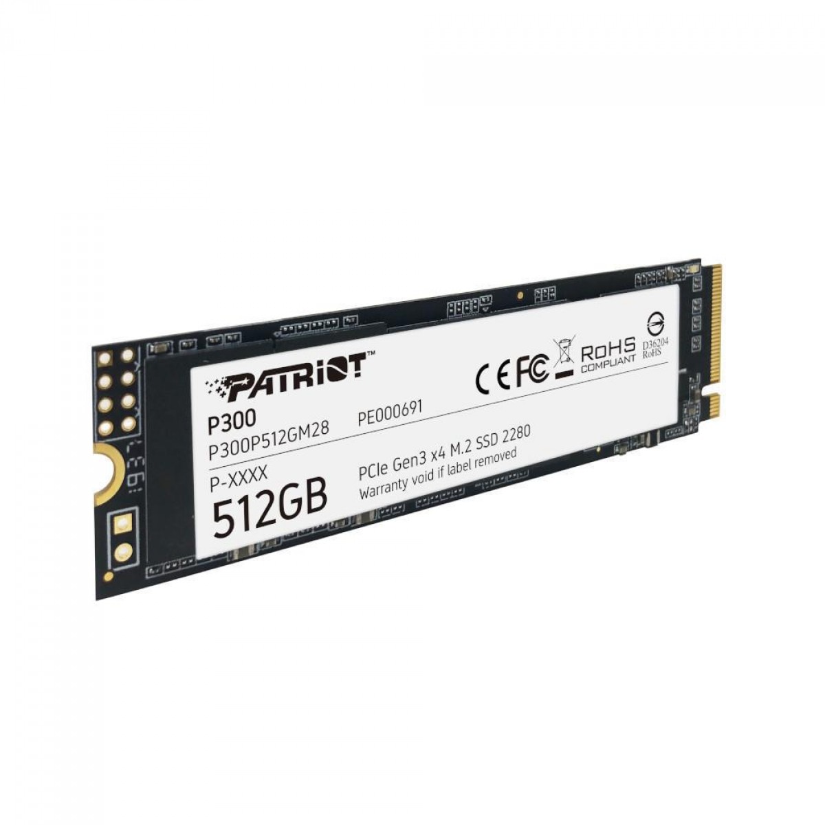 SSD Patriot P300, 512GB, M.2 2280, NVME PCIe, Leitura 1700MBs e Gravação 1100MBs, P300P512GM28