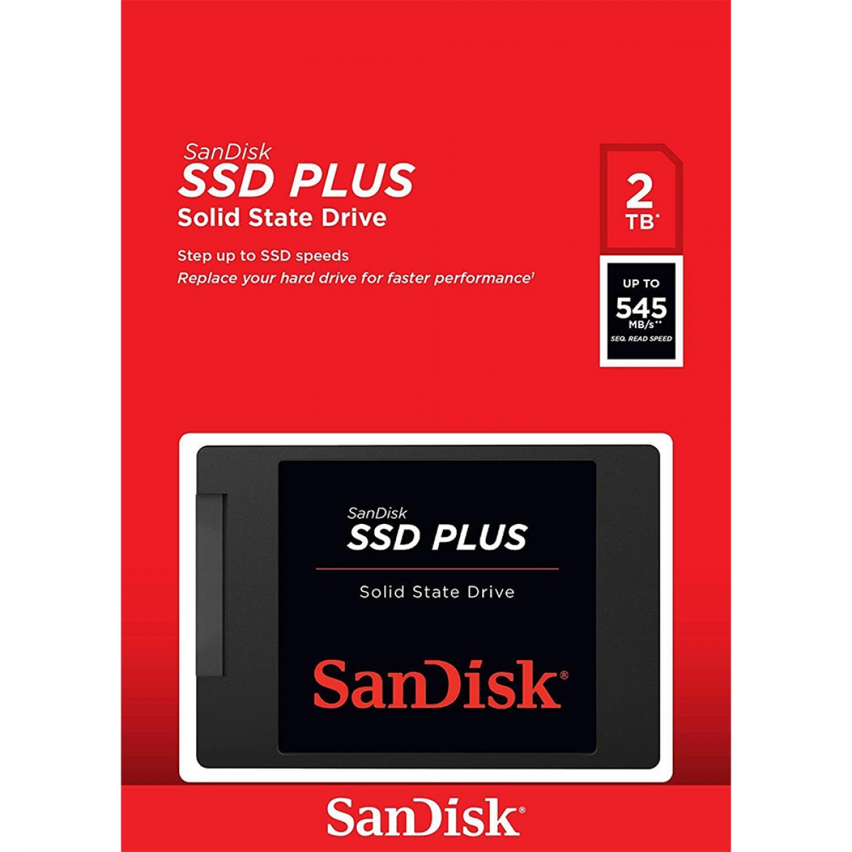 SSD SanDisk Plus, 2TB, Sata III, Leitura 545MB/s e Gravação 445MB/s, SDSSDA-2T00-G26