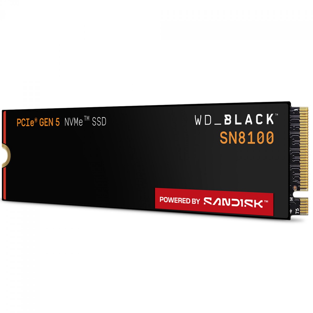 SSD WD_Black SN8100 NVMe M.2 2280, 1TB, PCIe Gen 5.0x4, Leitura 14.900MBs E Gravação 11.000MBs, WDS100T1X0M