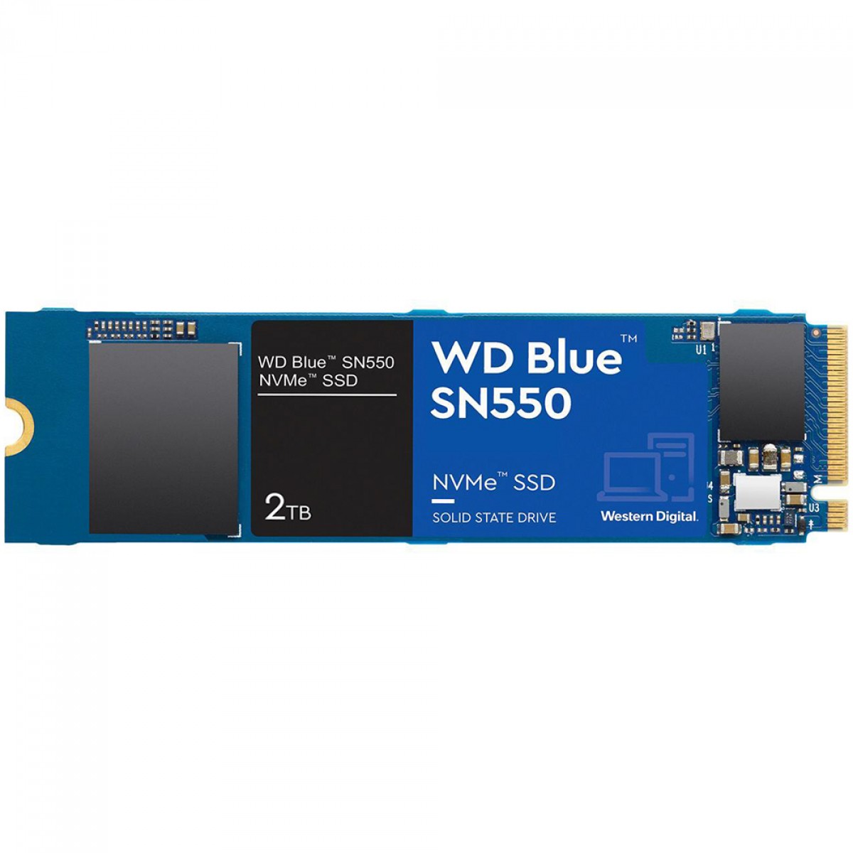 SSD WD Blue SN550 NVMe M.2, 2TB, PCI-Express 3.0 3D NAND, Leitura 2600MBs e Gravação 1800MBs, WDS200T2B0C