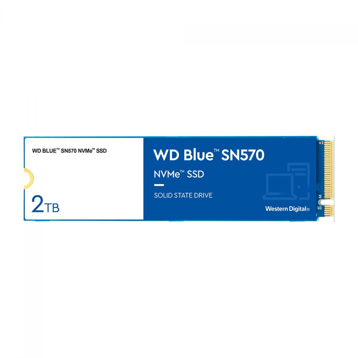 SSD WD Blue SN570 NVMe M.2, 2TB,  PCIe Gen3 x4, NVMe v1.4, Leitura 3500MBs e Gravação 3500MBs, WDS200T3B0C