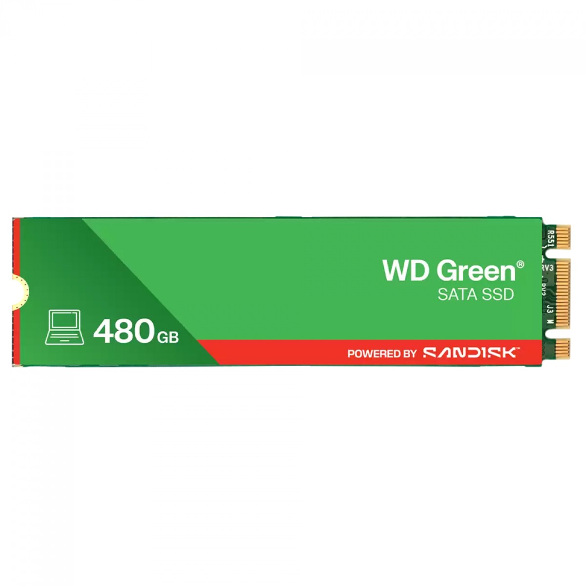 SSD WD Green 480GB, M.2 SATA III, Leitura 545MBs e Gravação 465MBs, WDS480G3G0B 