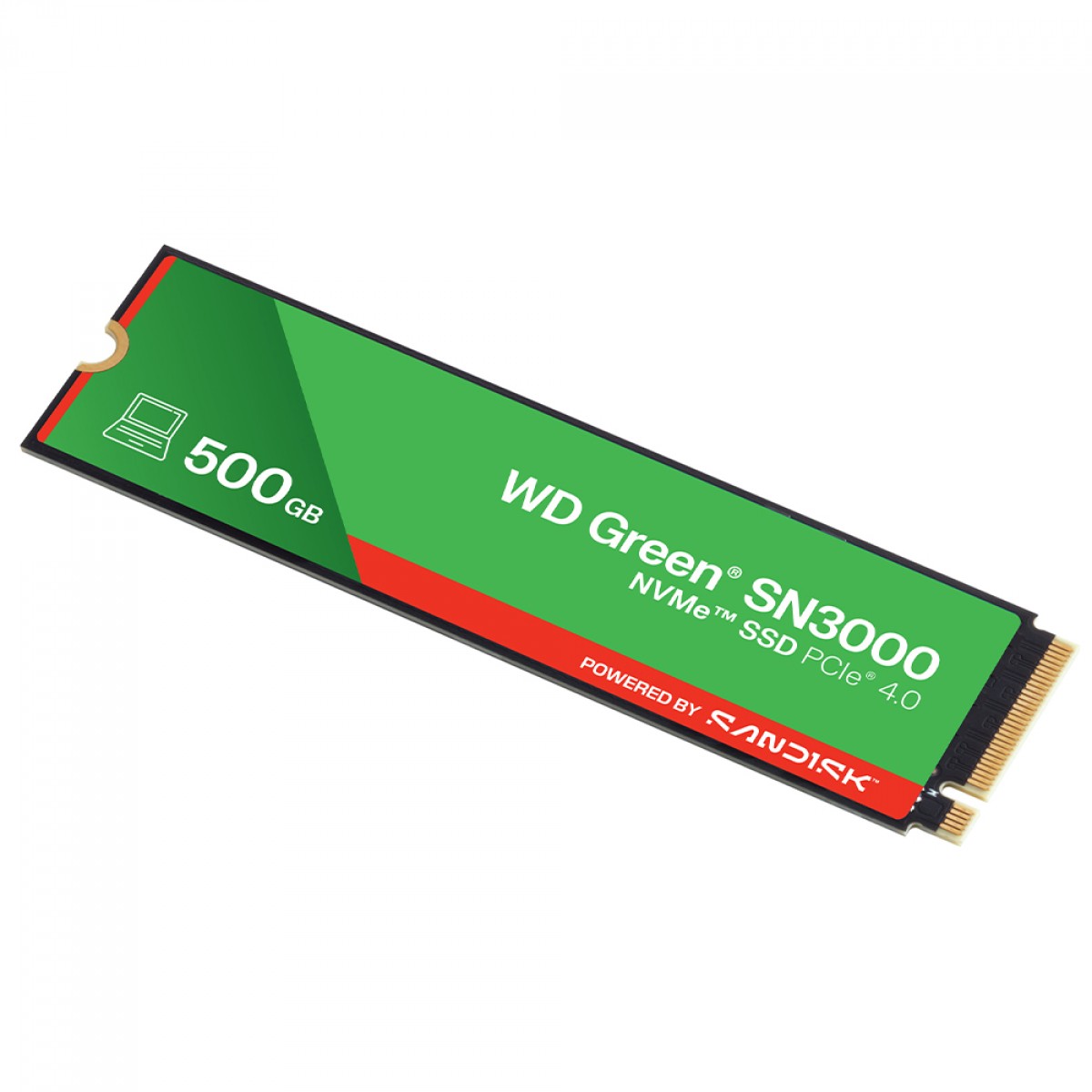 SSD WD Green SN3000, 500GB, M.2 NVMe, Leitura 5000MB/s e Gravação 4100MB/s, WDS500G4G0E